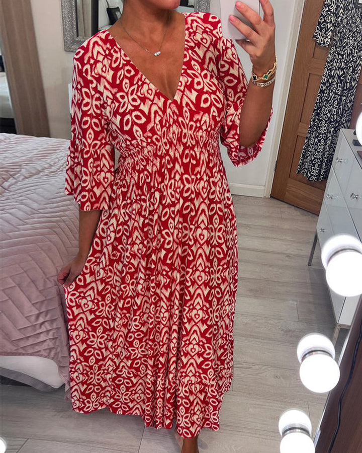 Élina™ | Elegancka Sukienka Maxi z Wzorem