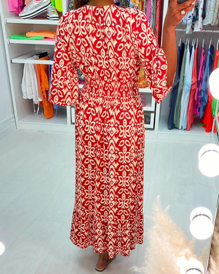 Élina™ | Elegancka Sukienka Maxi z Wzorem
