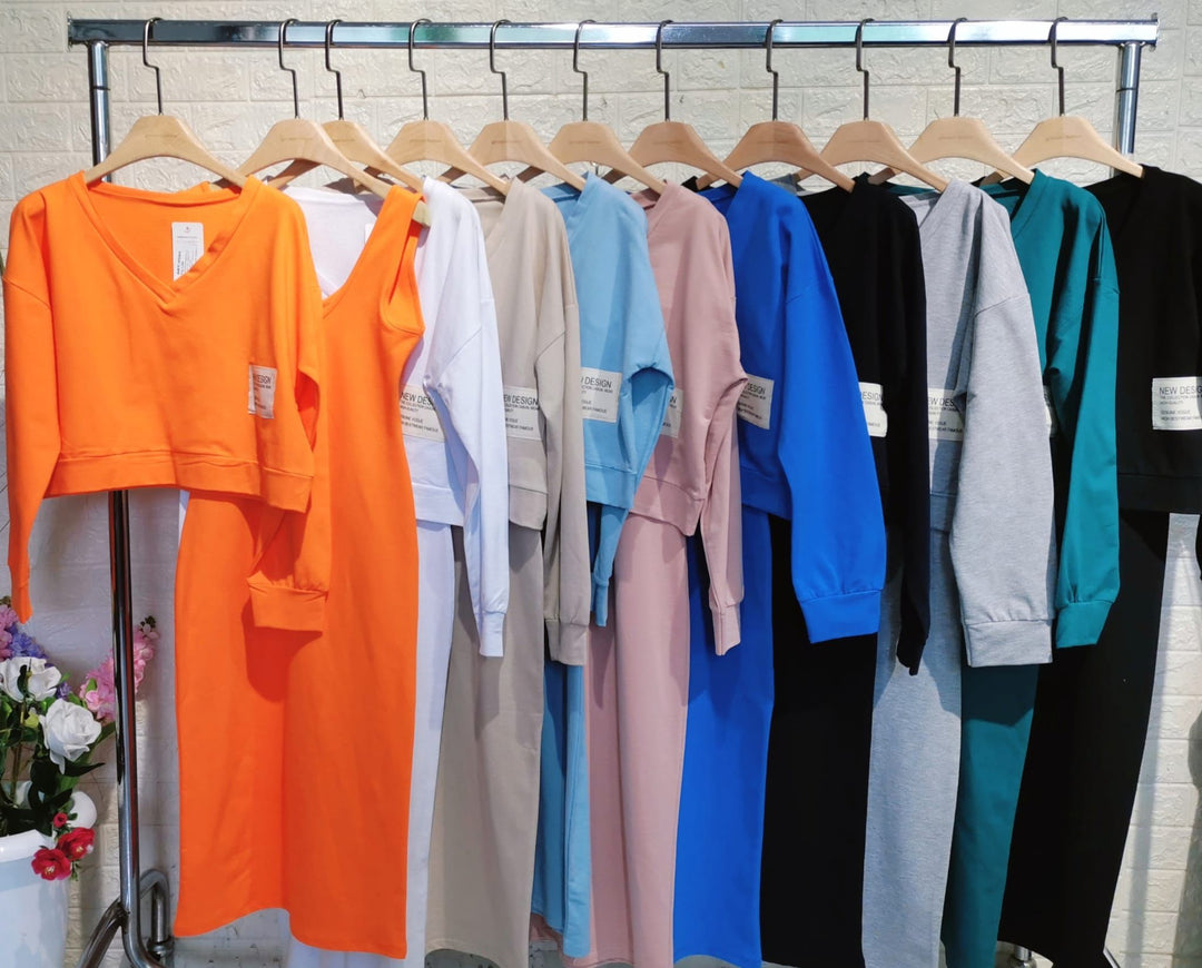 Kaja™ | 2-częściowy Komplet z Sukienką Midi i Oversize Bluzą