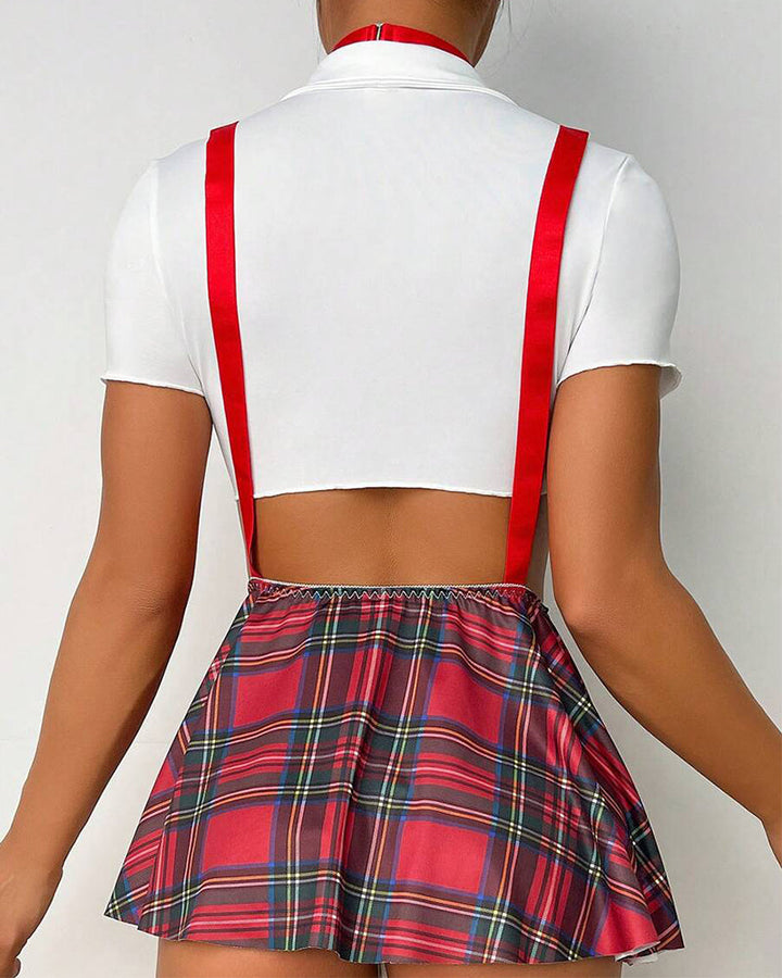 Leyla™ | Seksowny Zestaw 3 Częściowy z Crop Topem, Plisowaną Spódnicą i Majtkami