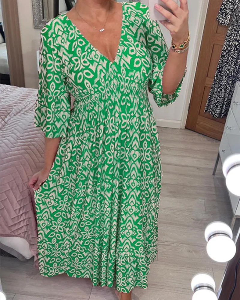 Élina™ | Elegancka Sukienka Maxi z Wzorem
