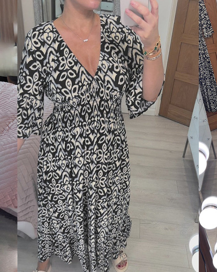 Élina™ | Elegancka Sukienka Maxi z Wzorem