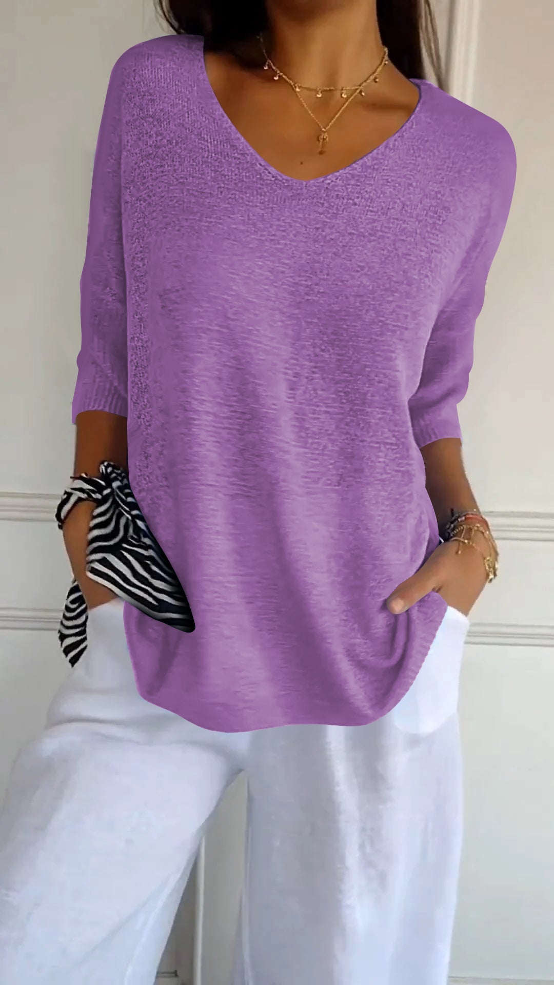 Anaé™ | Bluzka Tricot Aérien z Dekoltem w Szpic