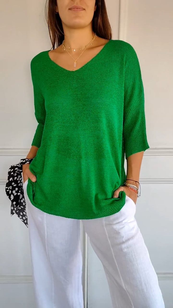 Anaé™ | Bluzka Tricot Aérien z Dekoltem w Szpic