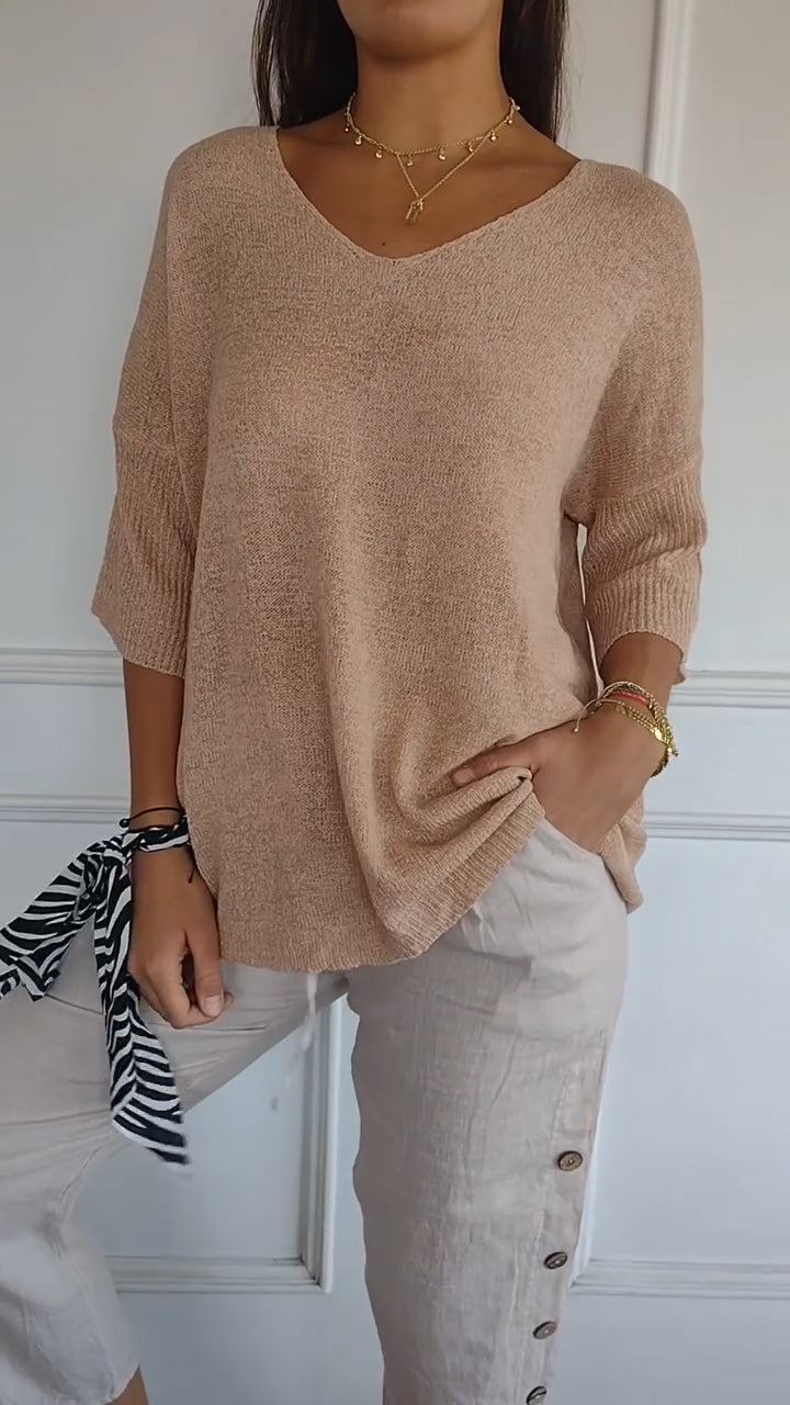 Anaé™ | Bluzka Tricot Aérien z Dekoltem w Szpic