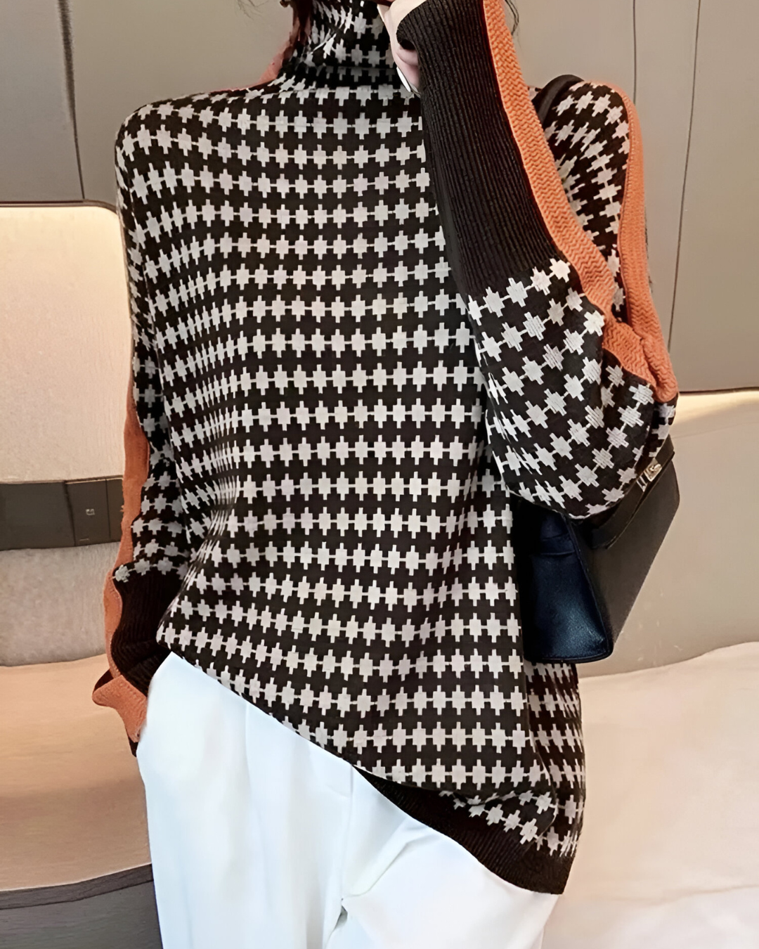 Vera™ | Sweter z wysokim kołnierzem i wzorem w diamenty