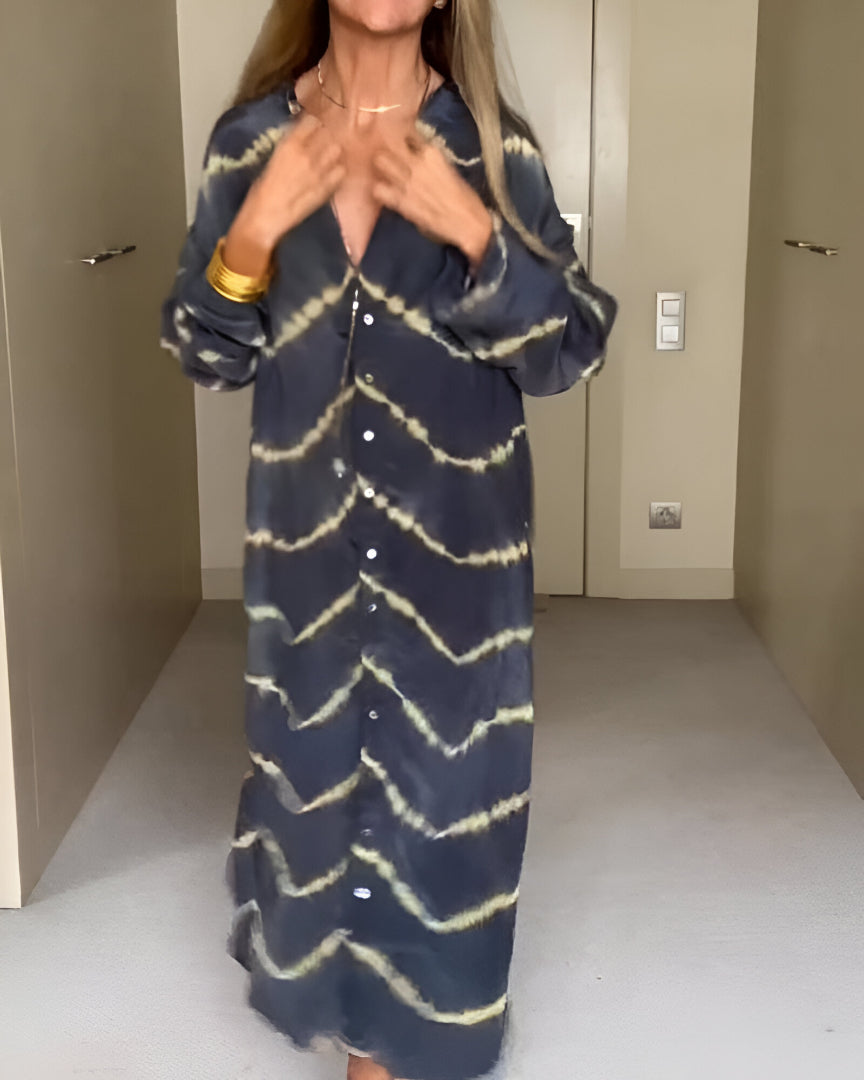 Lena™ | Długa Sukienka Boho w Paski