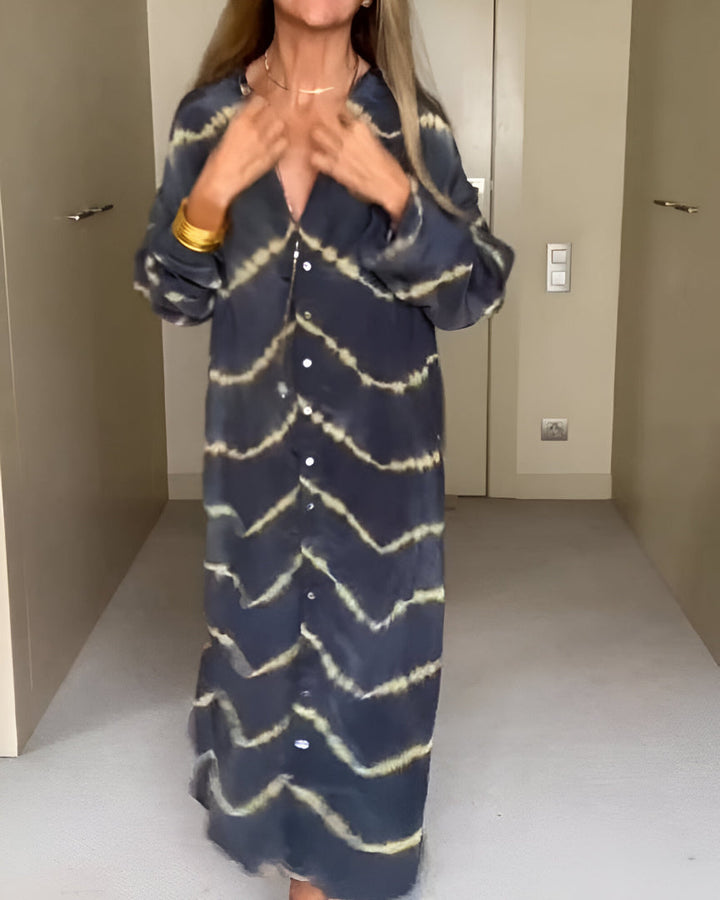 Lena™ | Długa Sukienka Boho w Paski