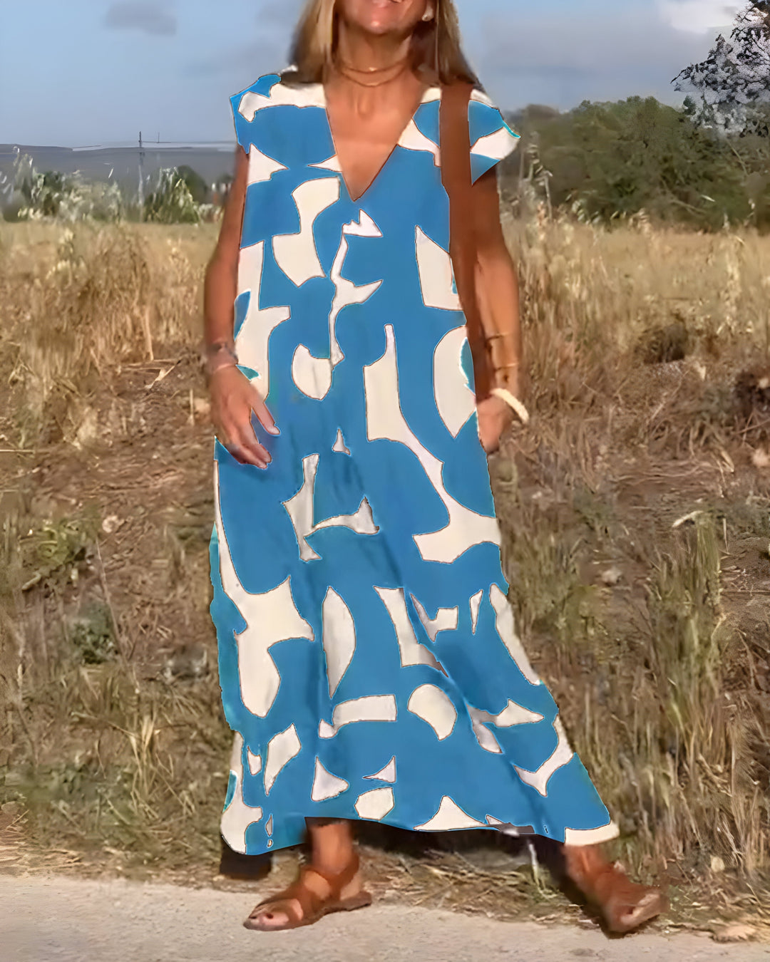 Jacqueline™ | Sukienka w Print i Dekoltem w Kształcie V