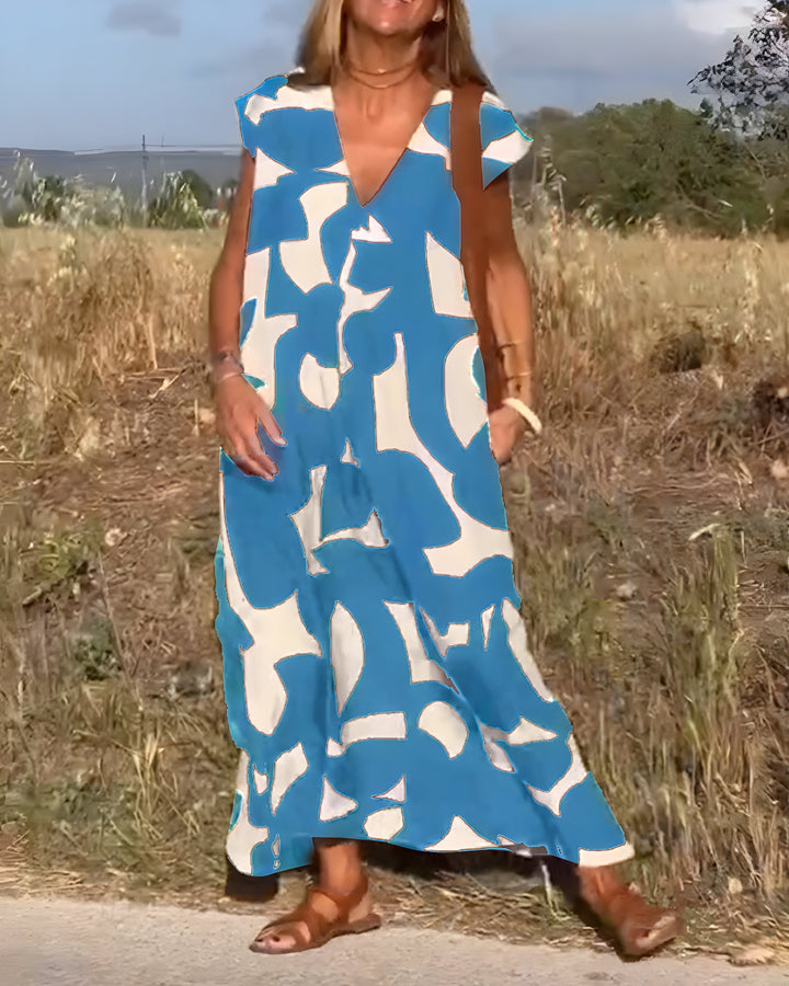 Jacqueline™ | Sukienka w Print i Dekoltem w Kształcie V