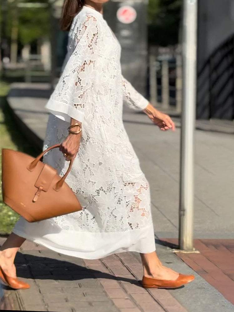 Véronique™ | Elegancka Midi Sukienka z Haftem