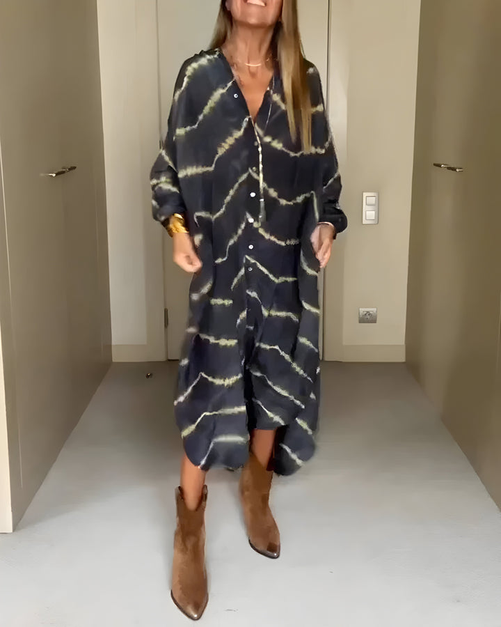Lena™ | Długa Sukienka Boho w Paski