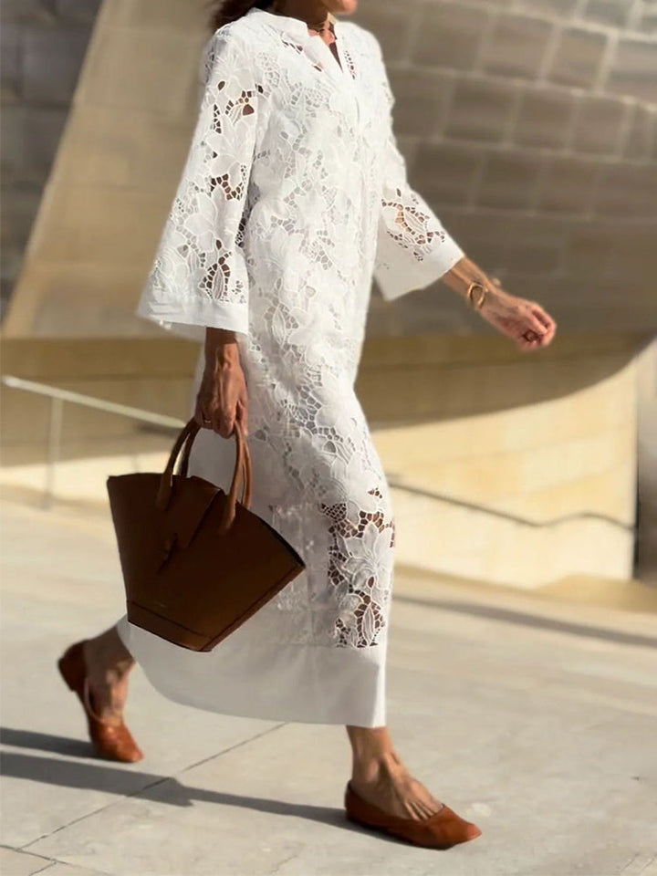 Véronique™ | Elegancka Midi Sukienka z Haftem