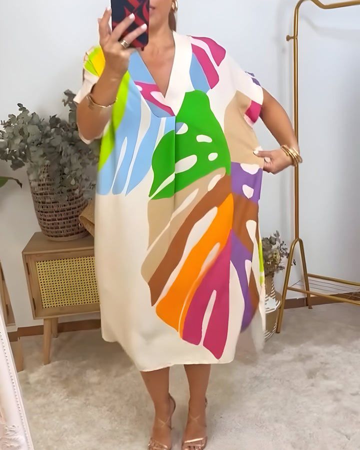 Amanda™ | Zwiewna Sukienka z Motywem Liści