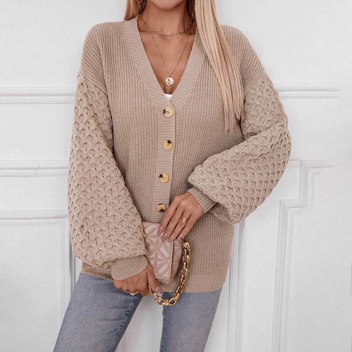 Eva™ | Oversize Sweter z Dekoltem w Serek i Guzikami