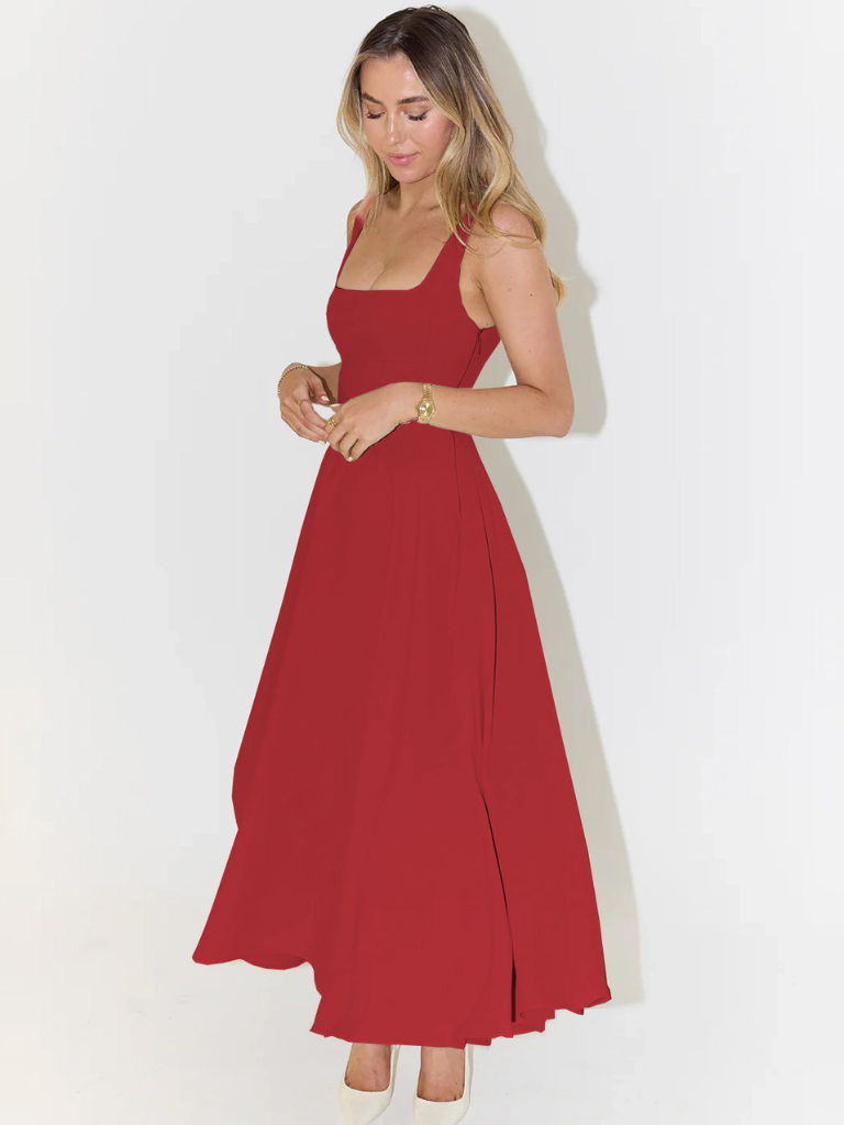 Lato Sopot | Elegancka sukienka midi z kwadratowym dekoltem
