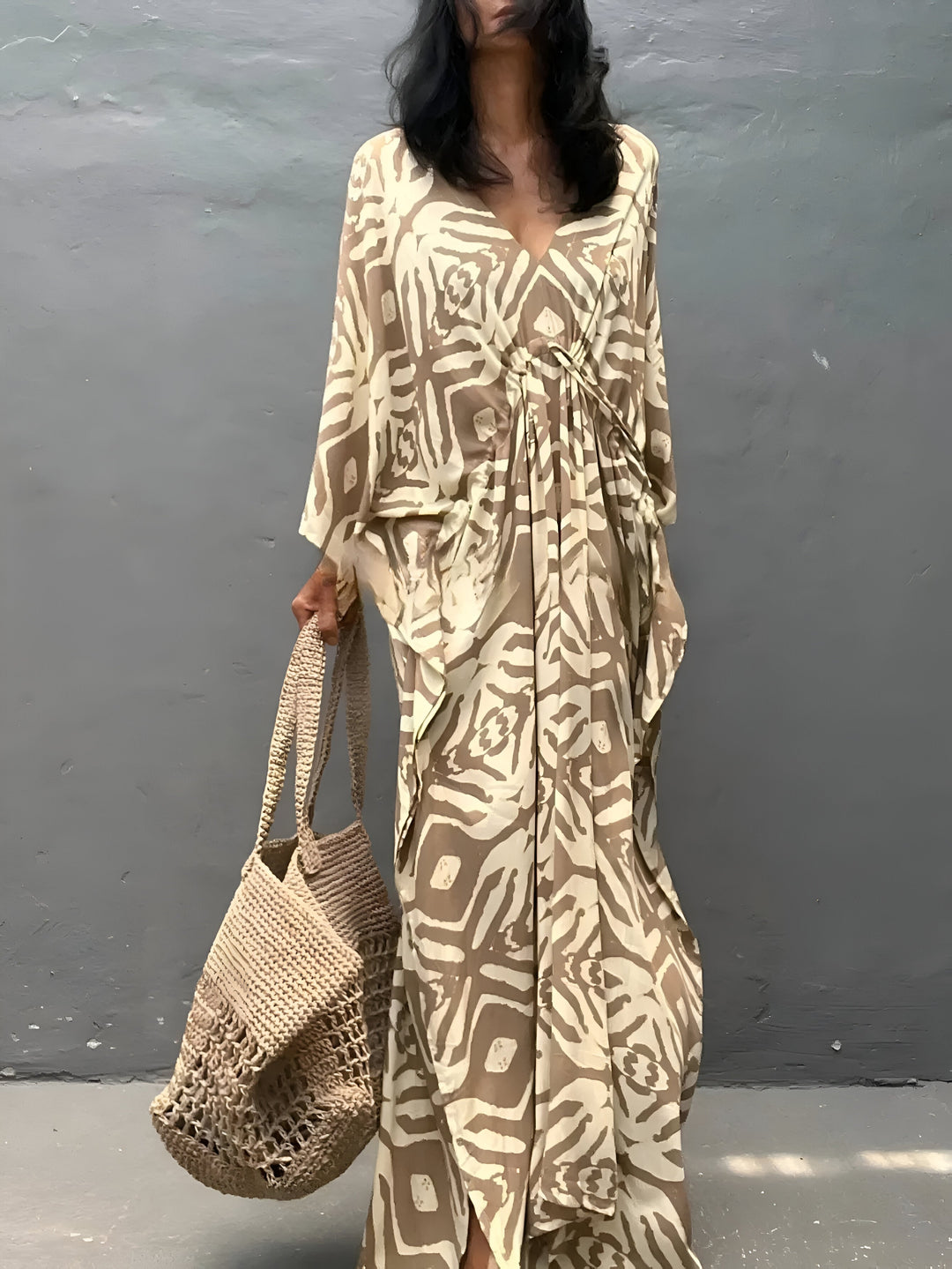 Nayla™ | Kaftan bawełnowy z dekoltem w kształcie V