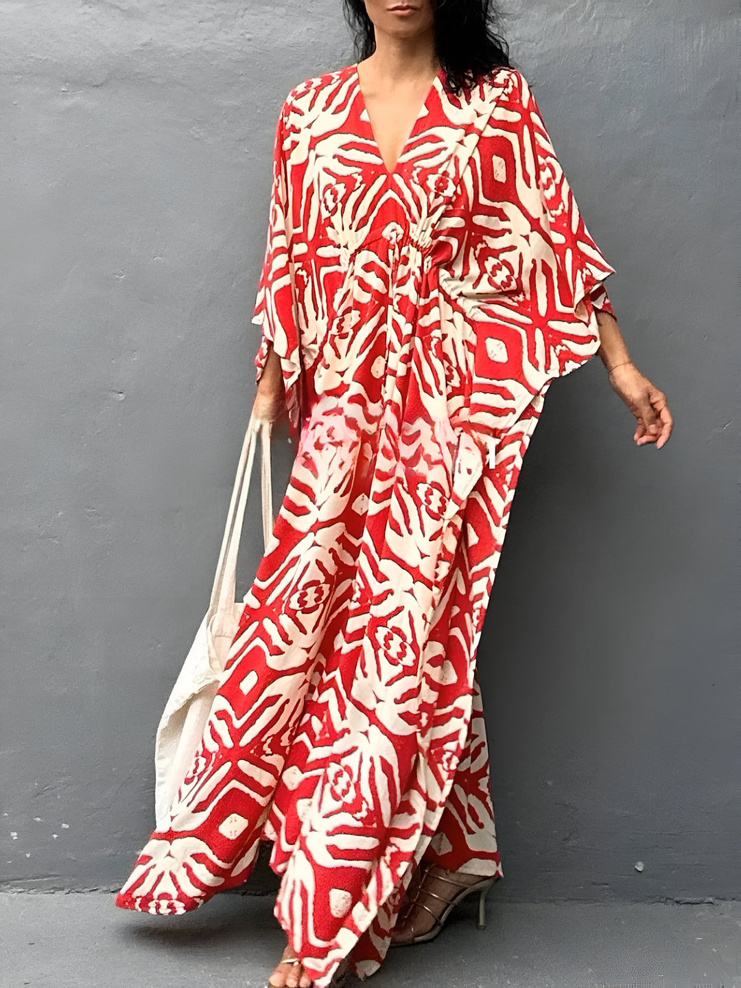 Nayla™ | Kaftan bawełnowy z dekoltem w kształcie V