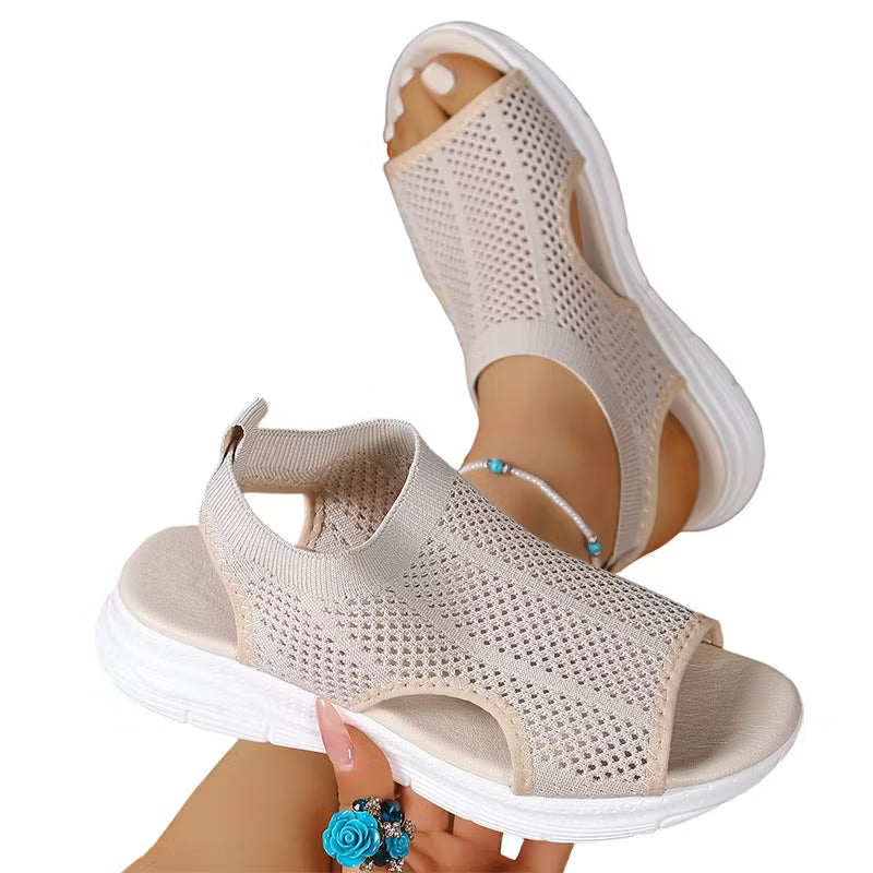 Lato Sopot | Oddychające, siatkowe sandały damskie z odkrytymi palcami