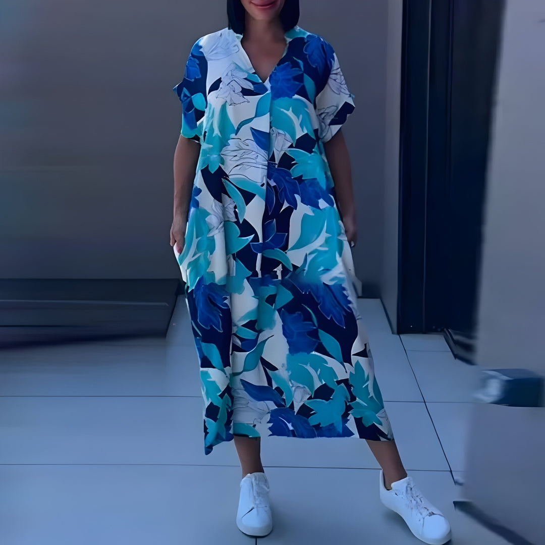Sylwia™ | Zwiewna Sukienka Maxi z Kolorowym Wzorem
